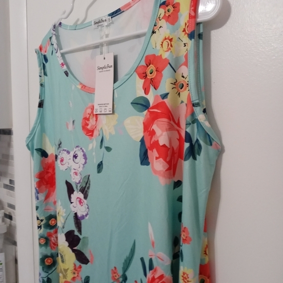 Simple Fun Bold Beautiful Floral Sleeveless Stretch Lounge Style Dress XXL - Picture 6 of 10